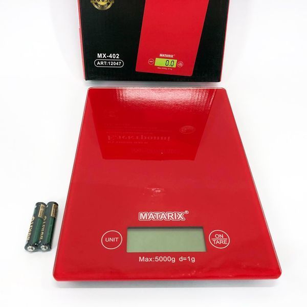 Весы кухонные MATARIX MX-402 5 кг с дисплеем, Кухонные весы для продуктов домашние. Цвет: красный 00019131 фото