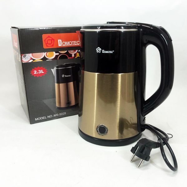 Електрочайник чайник 2.3 л із нержавіючої сталі Domotec MS-5029. Колір: жовтий 00020133 фото