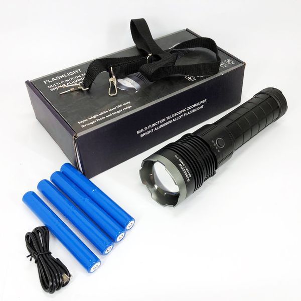 Фонарь ручной модели Police AK138-1 WHITE LASER LED PM60-TG 8х18650, USB-зарядка, Power Bank, зум 00022938 фото