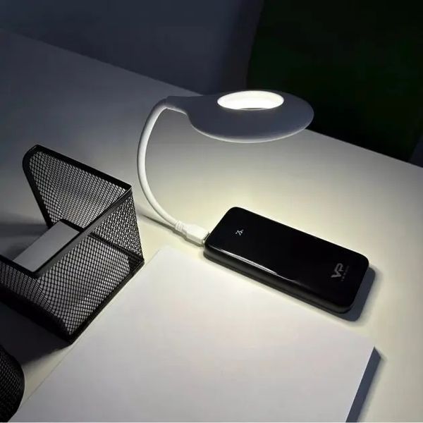 Гнучка USB лампа з голосовим керуванням із зарядкою від Power bank біла / Світлодіодний ліхтар LK-50 00023167 фото
