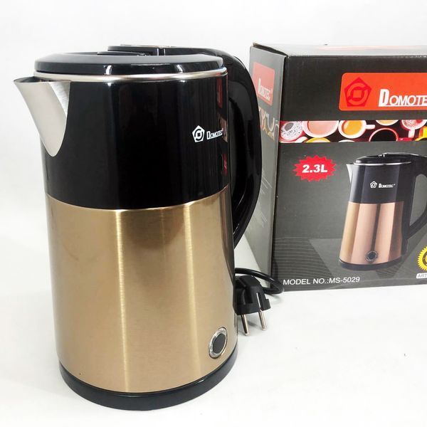 Електрочайник чайник 2.3 л із нержавіючої сталі Domotec MS-5029. Колір: жовтий 00020133 фото