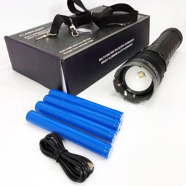 Фонарь ручной модели Police AK138-1 WHITE LASER LED PM60-TG 8х18650, USB-зарядка, Power Bank, зум 00022938 фото