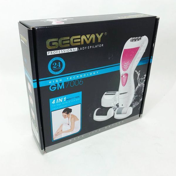 Епілятор Gemei GM-7006 4в1 - Професійний бездротовий епілятор бритва з насадками триммер + пемза 00014340 фото