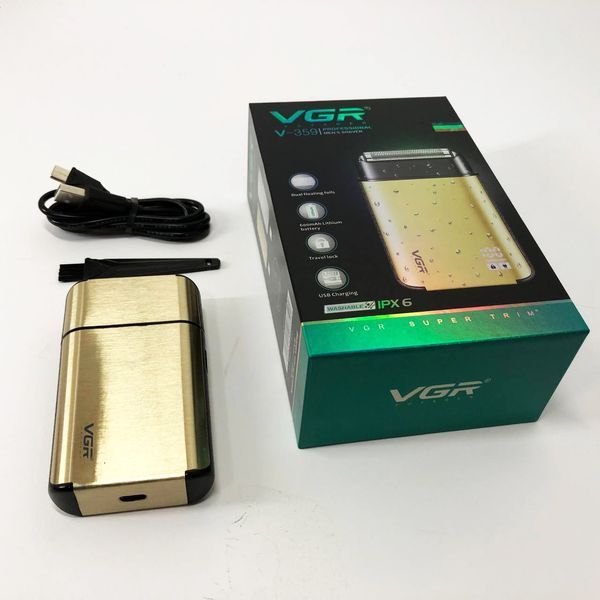 Электробритва VGR V-359 gold шейвер для влажного и сухого бритья, машинка мужская для бритья 00015125 фото