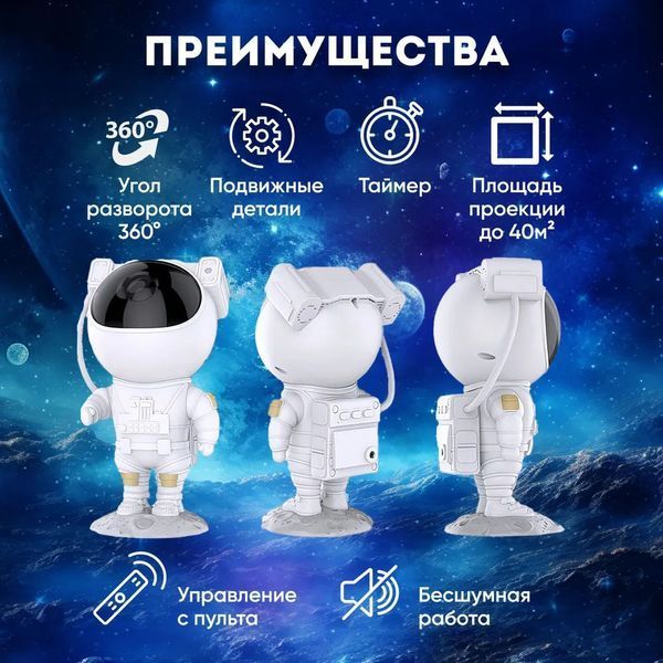 Ночник Проектор Астронавт звездного неба и галактики Космонавт 8 режимов с пультом ДУ 00015805 фото