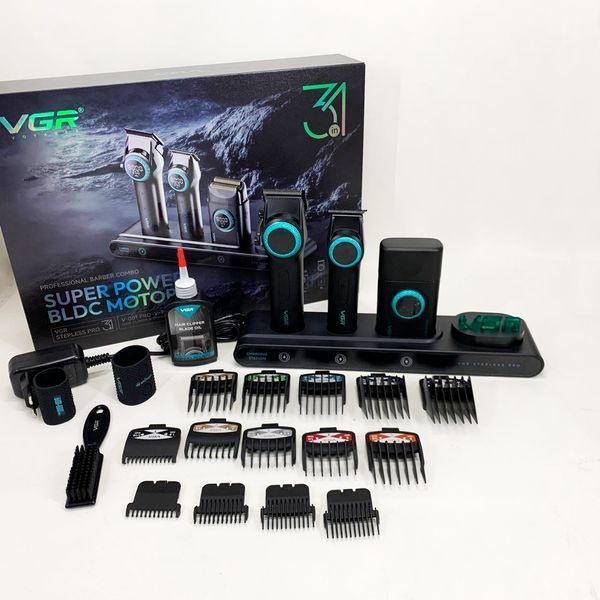 Профессиональный набор для барберов VGR Stepless Pro 3 in 1 BLACK 00015356 фото