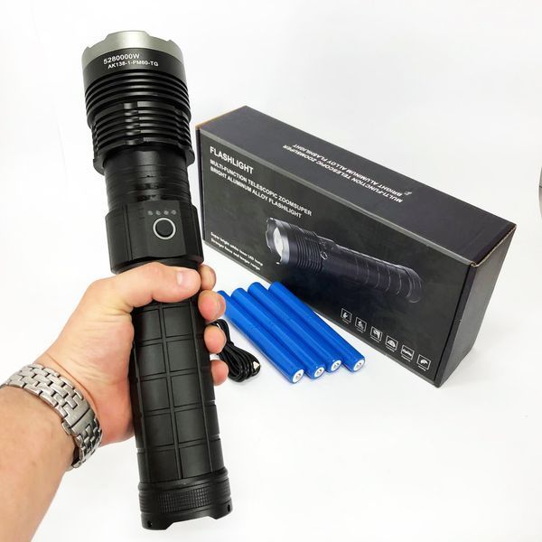 Фонарь ручной модели Police AK138-1 WHITE LASER LED PM60-TG 8х18650, USB-зарядка, Power Bank, зум 00022938 фото