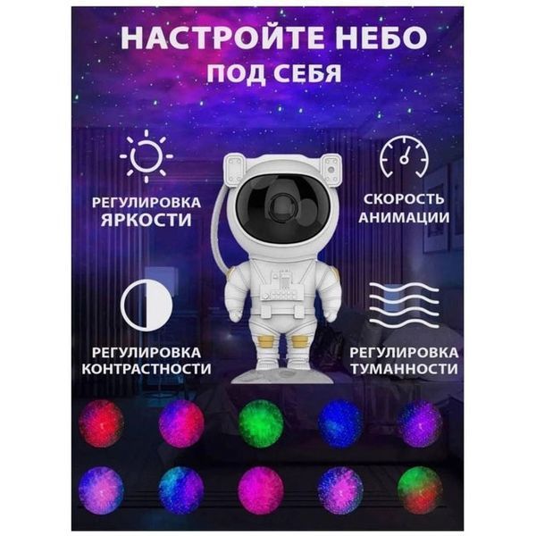 Ночник Проектор Астронавт звездного неба и галактики Космонавт 8 режимов с пультом ДУ 00015805 фото
