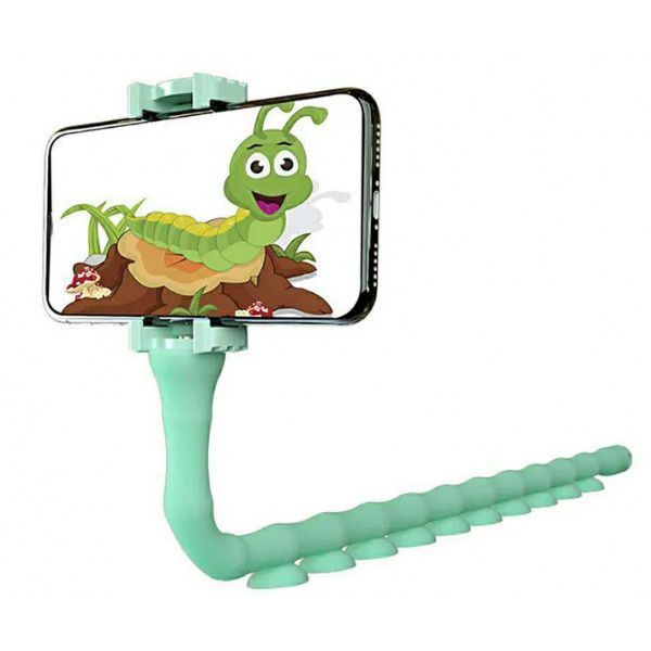 Гибкий держатель для телефона с присосками универсальный Cute Worm Lazy Holder. Цвет: голубой 00012535 фото