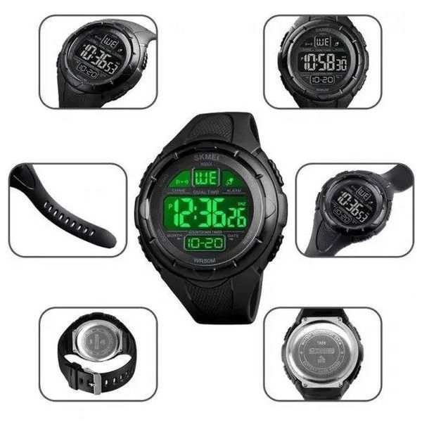Часы наручные мужские SKMEI 1656BK BLACK, водостойкие тактические часы. Цвет: черный 00022049 фото