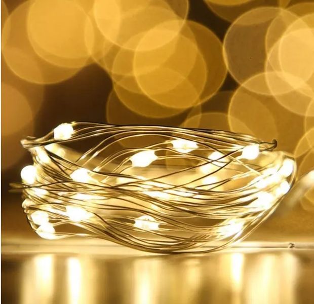 Новорічні гірлянди. Мідна дротяна лампа 100LED 10м, Теплий 00024637 фото