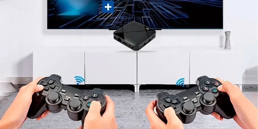 Игровая ТВ-приставка M8 mini 4K на Android TV с встроенным эмулятором ретро-игр и джойстиками 00024410 фото