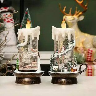 Новогодний музыкальный ночник-светильник XMAS 21020B Музыкальная свеча с Снеговиками 00024787 фото