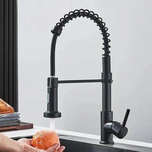 Стильный кухонный смеситель Matte Black гибкий кран с вращением потока в 360 градусов 00019330 фото