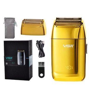 Профессиональный шейвер VGR V-399 GOLD, беспроводная электробритва, бритва триммер для бороды 00015305 фото