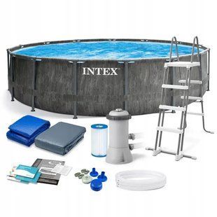 Каркасный бассейн Intex 26742, 457 x 122 см + фильтр-насос + лестница + тент + подстилка 00013958 фото
