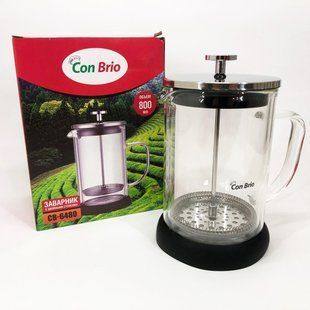 Френч-пресс с двойными стенками Con Brio CB-6480 800 мл, Заварник для чая с прессом многоразовый 00019107 фото