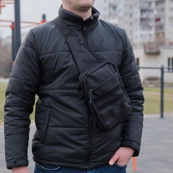 Тактична сумка кобура, чоловічий месенджер із чорної кордури, слінг, Чоловіча сумка кроссбоді, Сумка для міста 00018315 фото