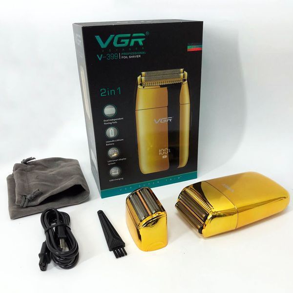 Профессиональный шейвер VGR V-399 GOLD, беспроводная электробритва, бритва триммер для бороды 00015305 фото