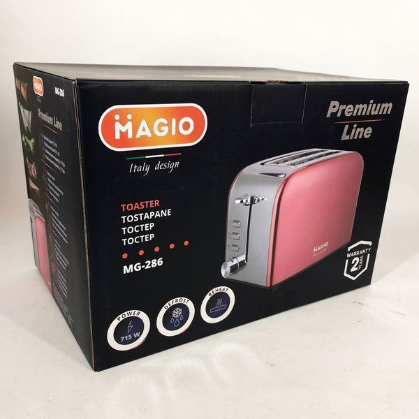 Тостер Magio MG-286, тостер для 2 гренок, электрический горизонтальный тостер 00018649 фото