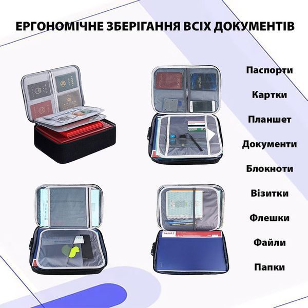 Дорожный кейс сумка органайзер для хранения документов и гаджетов с кодовым замком. Цвет: серый 00018430 фото