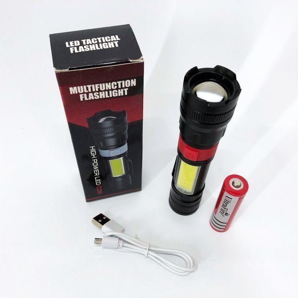 Ліхтар ручний акумуляторний PL-826-P70-COB(white+red), Портативний точковий ліхтар, Похідний ліхтарик 00023061 фото