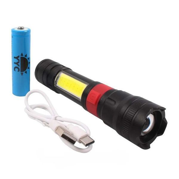 Ліхтар ручний акумуляторний PL-826-P70-COB(white+red), Портативний точковий ліхтар, Похідний ліхтарик 00023061 фото