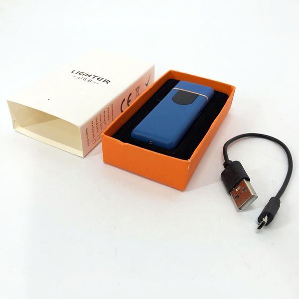 Електрозапальничка USB ZGP ABS, сенсорна електрична запальничка спіральна. Колір: синій 00023020 фото