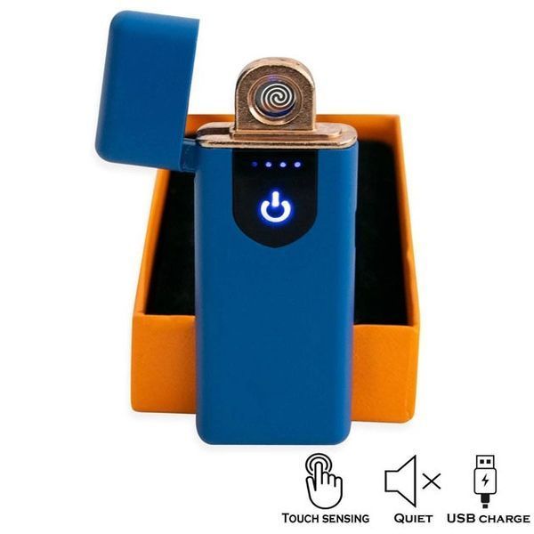 Електрозапальничка USB ZGP ABS, сенсорна електрична запальничка спіральна. Колір: синій 00023020 фото