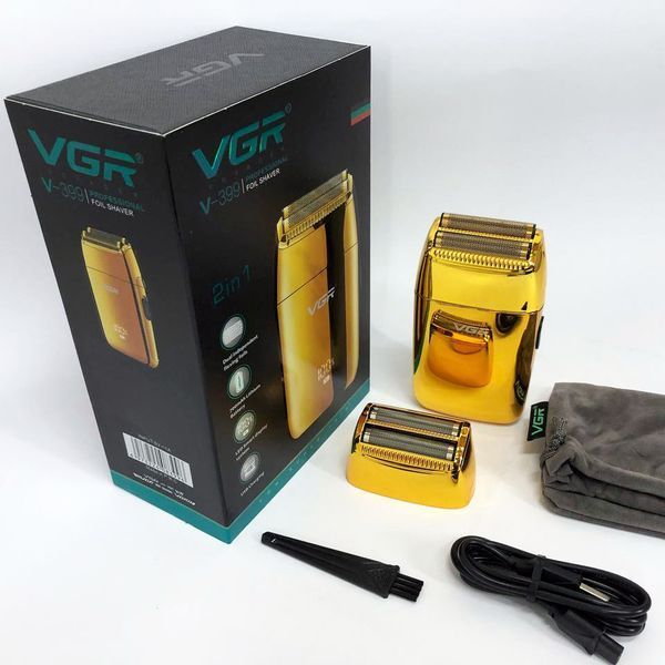 Профессиональный шейвер VGR V-399 GOLD, беспроводная электробритва, бритва триммер для бороды 00015305 фото