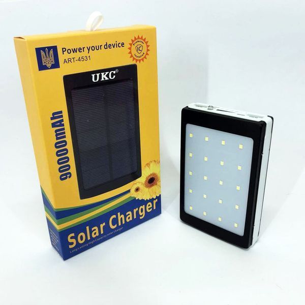 УМБ Power Bank Solar 90000 mAh мобільне зарядне з сонячною панеллю та лампою, Power Bank Charger Батарея 00017260 фото