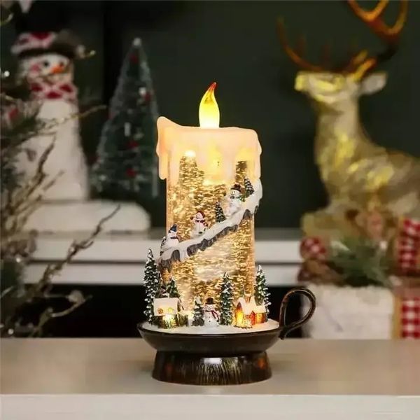Новогодний музыкальный ночник-светильник XMAS 21020B Музыкальная свеча с Снеговиками 00024787 фото