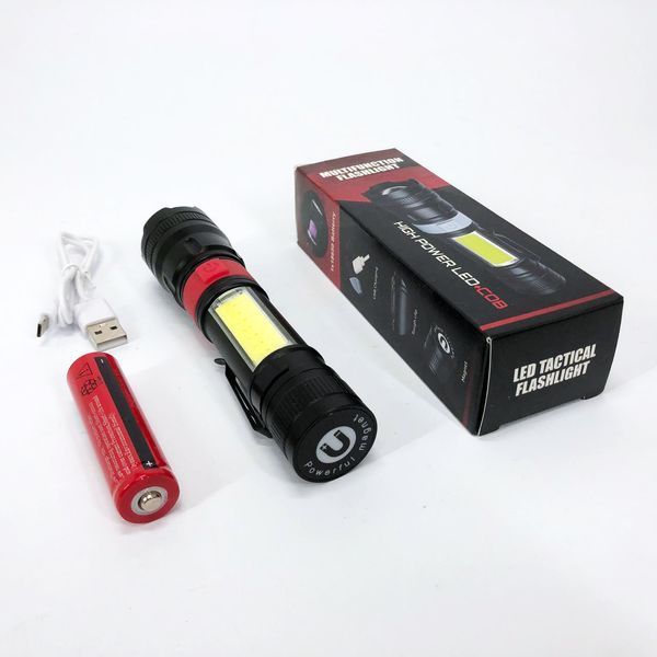 Ліхтар ручний акумуляторний PL-826-P70-COB(white+red), Портативний точковий ліхтар, Похідний ліхтарик 00023061 фото