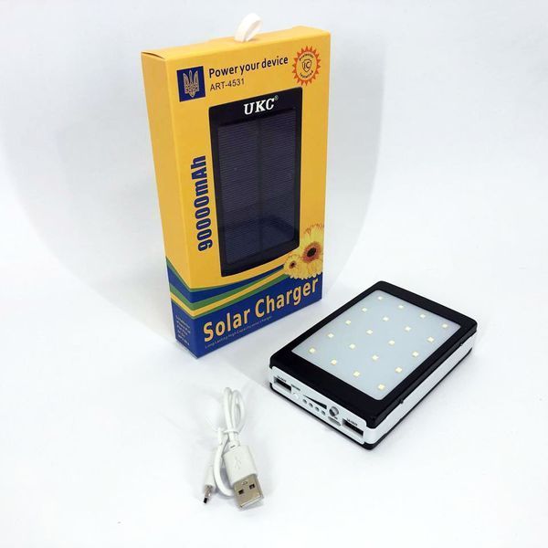 УМБ Power Bank Solar 90000 mAh мобільне зарядне з сонячною панеллю та лампою, Power Bank Charger Батарея 00017260 фото