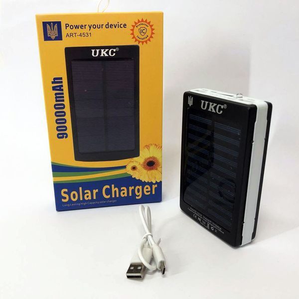 УМБ Power Bank Solar 90000 mAh мобільне зарядне з сонячною панеллю та лампою, Power Bank Charger Батарея 00017260 фото