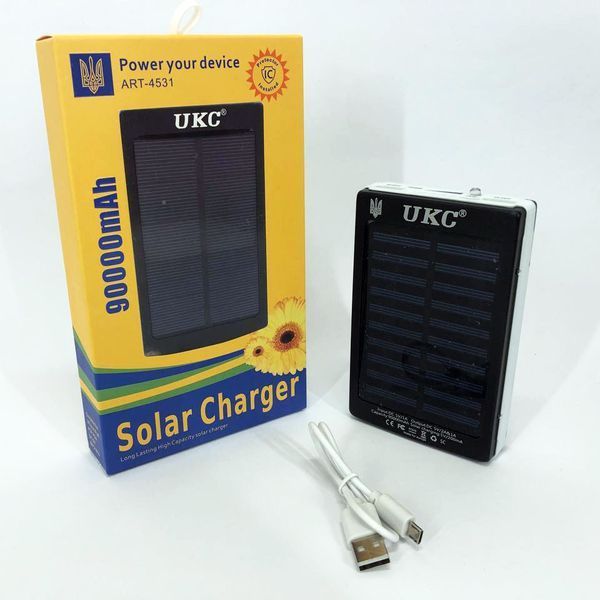 УМБ Power Bank Solar 90000 mAh мобільне зарядне з сонячною панеллю та лампою, Power Bank Charger Батарея 00017260 фото