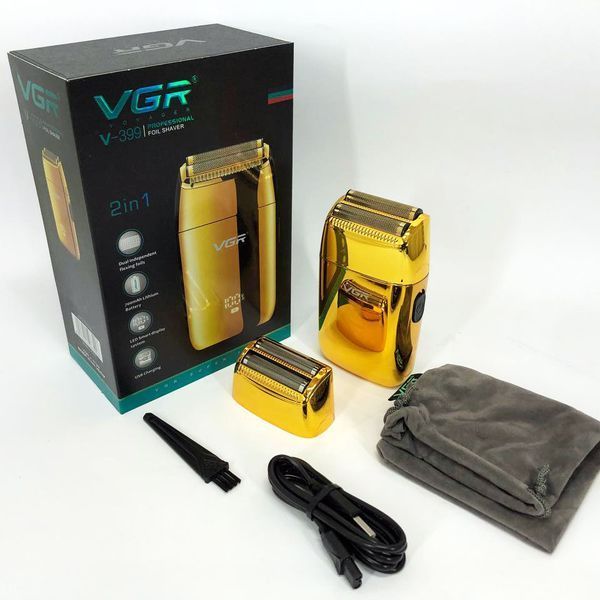 Профессиональный шейвер VGR V-399 GOLD, беспроводная электробритва, бритва триммер для бороды 00015305 фото