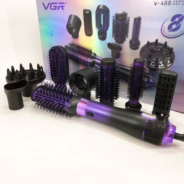 Фен-щетка стайлер VGR 8 в 1 V-488. Цвет: фиолетовый 00014812 фото