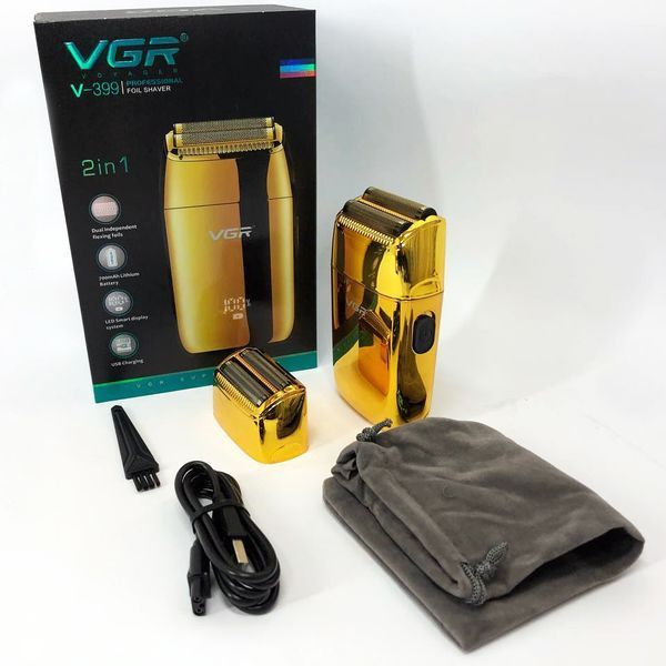 Профессиональный шейвер VGR V-399 GOLD, беспроводная электробритва, бритва триммер для бороды 00015305 фото