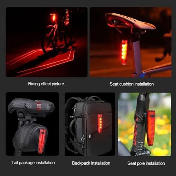 Велофонарь LEADBIKE LD77-LS-4 LED с лазерной разметкой, Фонарь аккумуляторный светодиодный велосипедный 00016785 фото