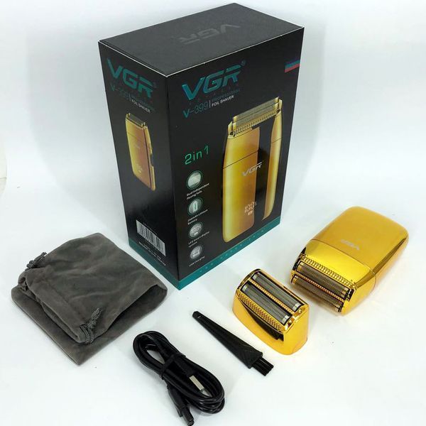 Профессиональный шейвер VGR V-399 GOLD, беспроводная электробритва, бритва триммер для бороды 00015305 фото