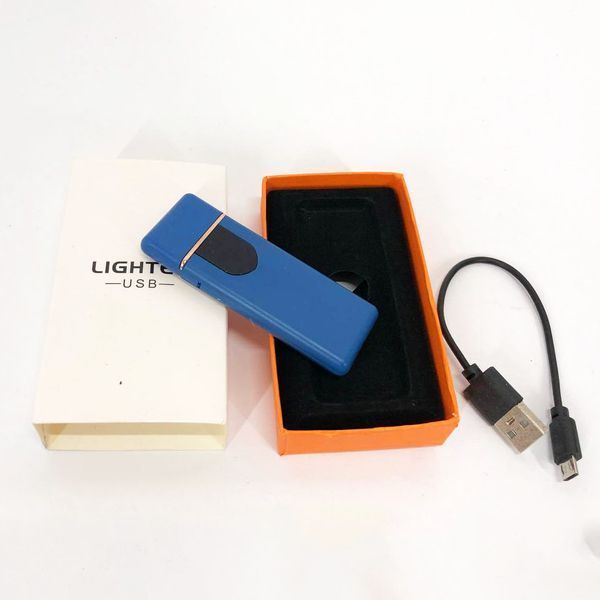 Електрозапальничка USB ZGP ABS, сенсорна електрична запальничка спіральна. Колір: синій 00023020 фото