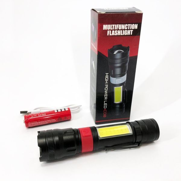 Ліхтар ручний акумуляторний PL-826-P70-COB(white+red), Портативний точковий ліхтар, Похідний ліхтарик 00023061 фото