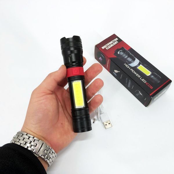 Ліхтар ручний акумуляторний PL-826-P70-COB(white+red), Портативний точковий ліхтар, Похідний ліхтарик 00023061 фото