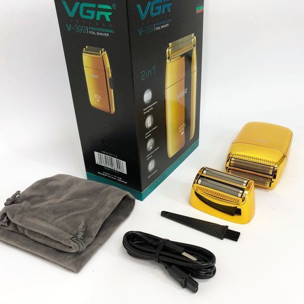 Профессиональный шейвер VGR V-399 GOLD, беспроводная электробритва, бритва триммер для бороды 00015305 фото