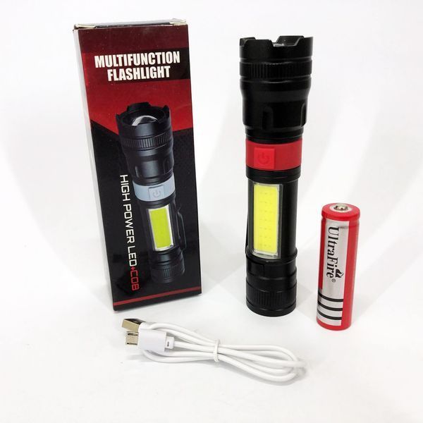 Ліхтар ручний акумуляторний PL-826-P70-COB(white+red), Портативний точковий ліхтар, Похідний ліхтарик 00023061 фото