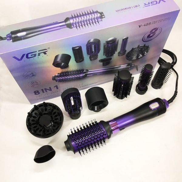 Фен-щетка стайлер VGR 8 в 1 V-488. Цвет: фиолетовый 00014812 фото
