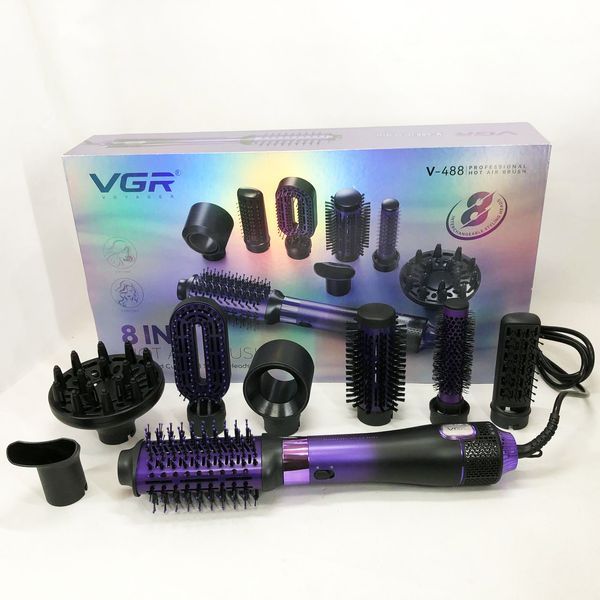 Фен-щетка стайлер VGR 8 в 1 V-488. Цвет: фиолетовый 00014812 фото