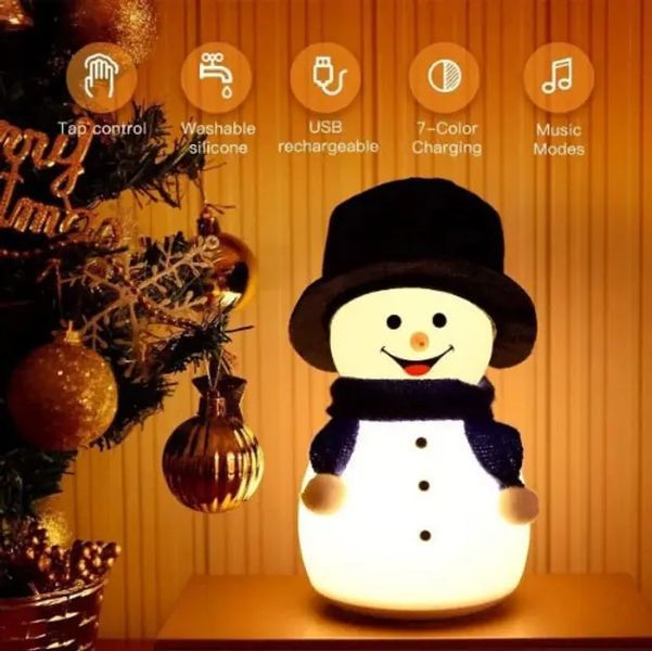 Детский силиконовый ночник Снеговик Snowman LJC-118 светильник аккумуляторный игрушка для сна 00024699 фото