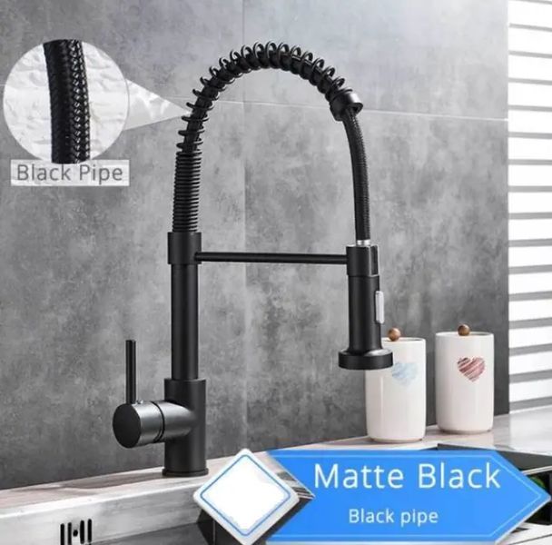 Стильный кухонный смеситель Matte Black гибкий кран с вращением потока в 360 градусов 00019330 фото